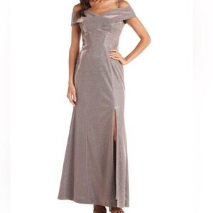 Nightway Long Formal Lavender Metallic Dress. Size 14